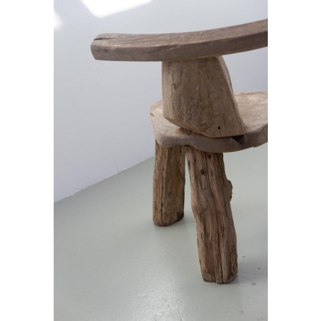 1970s Primitive Elm T Tripod Side Chair, Denmark, 1970s For Sale - Image 5 of 17