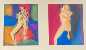 Contemporary Figurative Female Nudes Watercolor Painting by James Hartman
