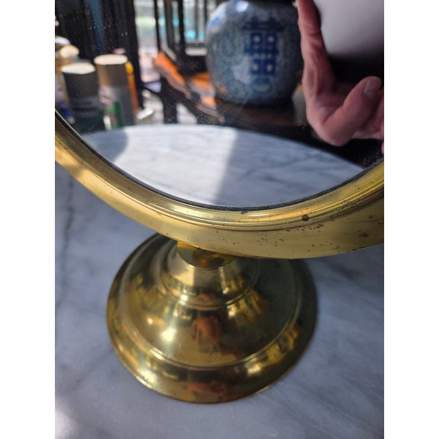 Vintage Brass Tabletop Vanity Adjustable Mirror For Sale - Image 4 of 11