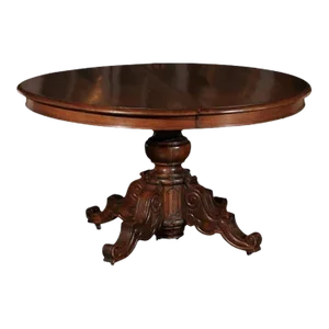 French Napoléon III Walnut Pedestal Table with Carved Feet from the 1850s