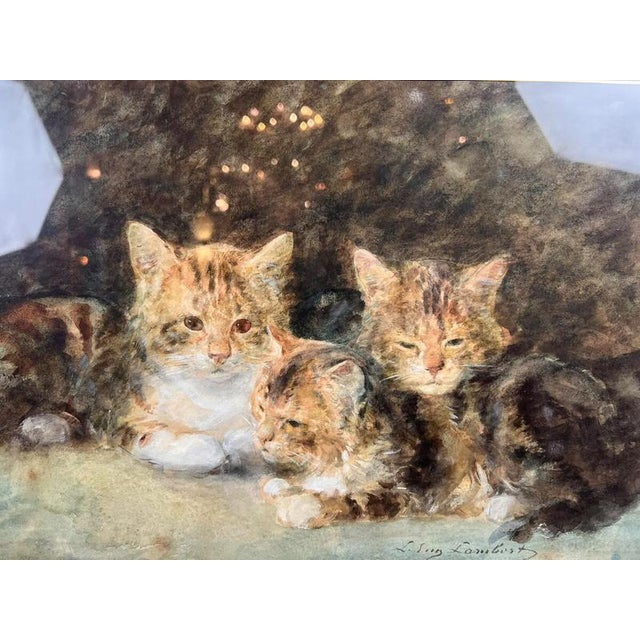 Eugène Louis Lambert, Cats, 19th Century, Watercolor and Gouache For Sale - Image 4 of 10