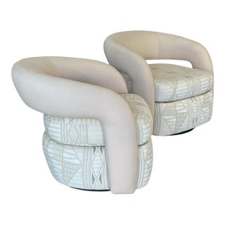 Targa Swivel Chairs by Bassett Furniture, a Pair, Postmodern, in the Style of Vladimir Kagan, Late 20th Century For Sale