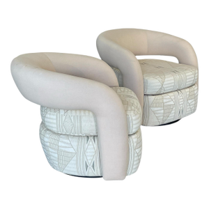 Targa Swivel Chairs by Bassett Furniture, a Pair, Postmodern, in the Style of Vladimir Kagan, Late 20th Century