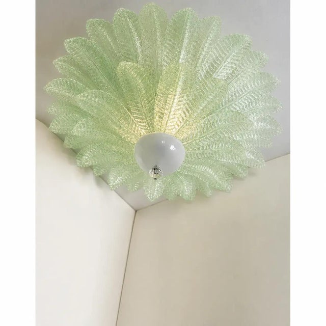 Early 21st Century Venetian Leaves Flush Mount in Green Murano Glass by Simoeng For Sale - Image 5 of 6