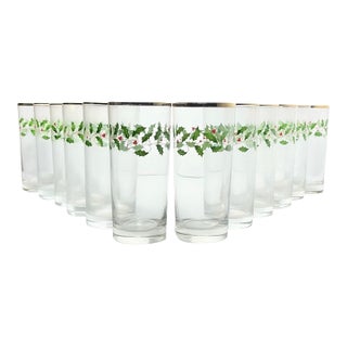 Lenox “Holiday” Set of 12 Tumbler Highball Glasses For Sale