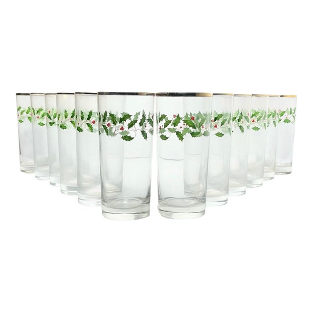 Lenox “Holiday” Set of 12 Tumbler Highball Glasses For Sale