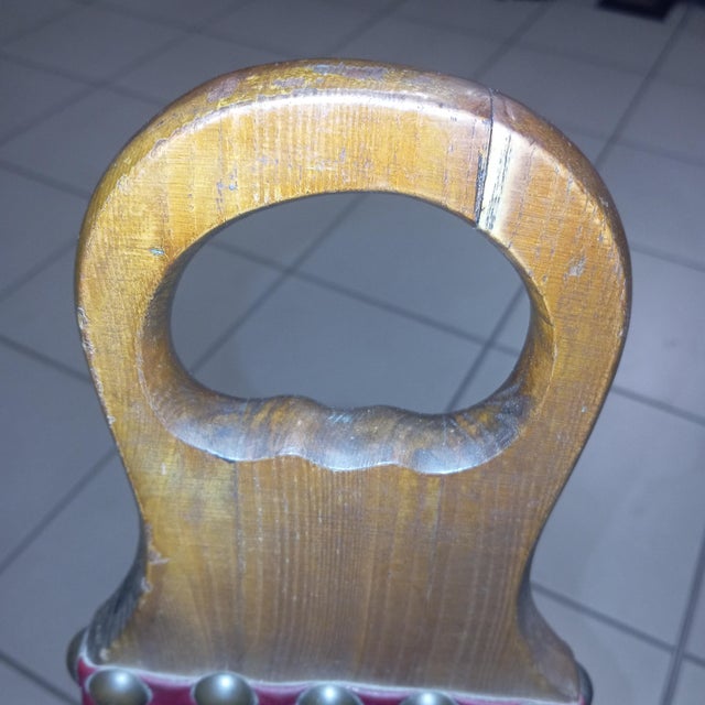 Set of Spanish Brutalist Chair in Wood & Red Leather, 1960s For Sale - Image 14 of 18