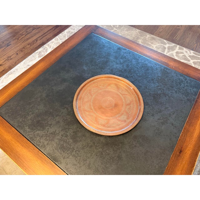 Mid-Century Egyptian Hand-Chiseled Copper Tray with Artisan Signature – 13.75" An exquisite example of mid-century...