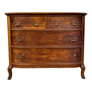Antique Curved Front Highboy Dresser Chest of Drawers Bureau Sideboard For Sale