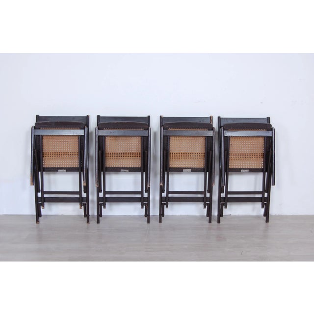 Wood and Vienna Straw Folding Chairs from Fratelli Zari, 1950s, Set of 4 For Sale - Image 15 of 18
