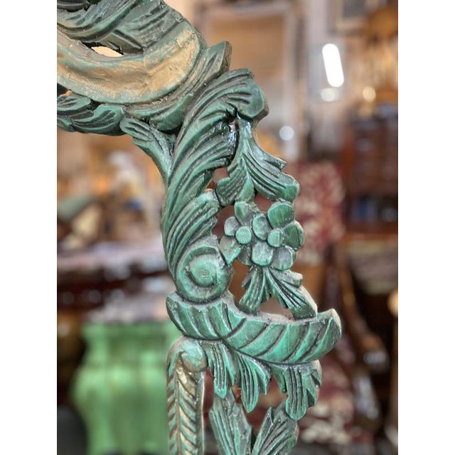 Large Painted Carved Wood Mirror For Sale - Image 4 of 5