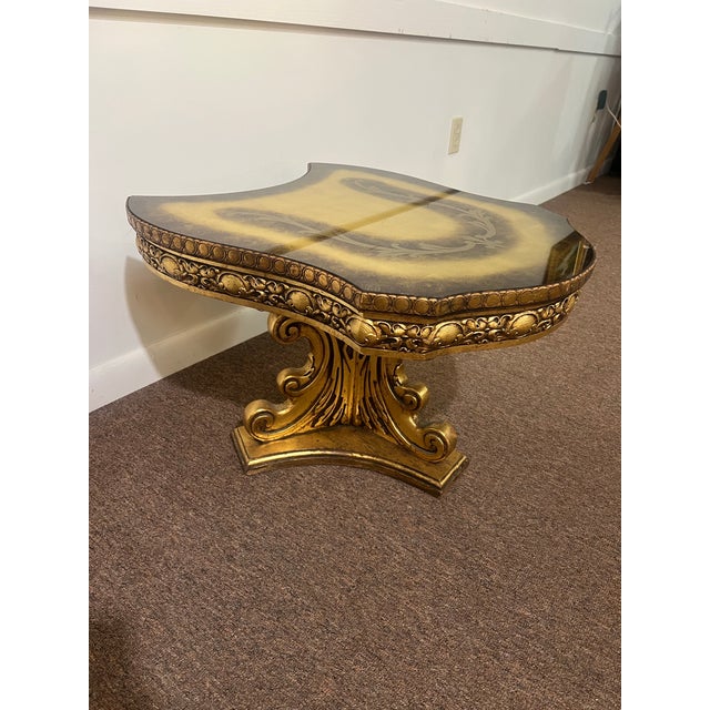1950s Hollywood Regency Side Table Guilt Gold For Sale - Image 4 of 9