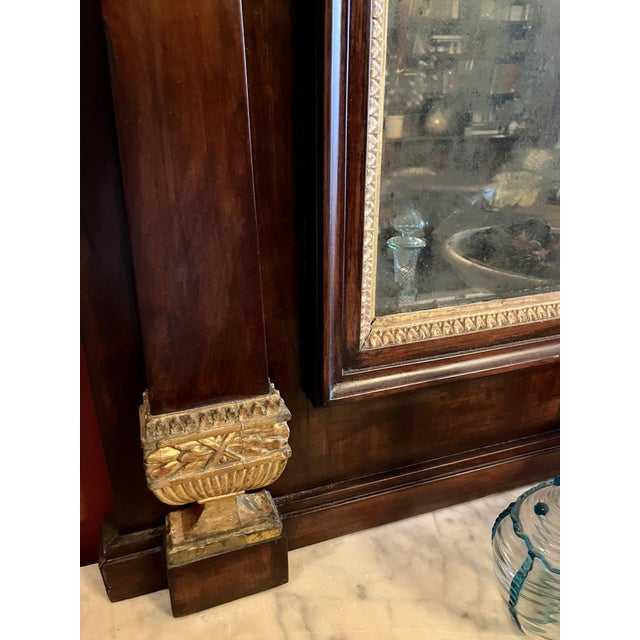 Gold Italian Empire Mahogany and Parcel Gilt Console with Mirror and Carrara Marble Top For Sale - Image 8 of 18