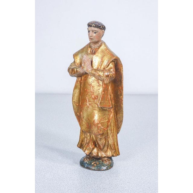 Italian Artist, Sculptures of Religious Saints. 1700, Wood and Gold For Sale - Image 14 of 18