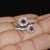 Certified Natural 2.08cts Ruby & Diamond Floral Bypass Halo Ring in Solid 18k White Gold, Size 5.5 For Sale - Image 10 of 12