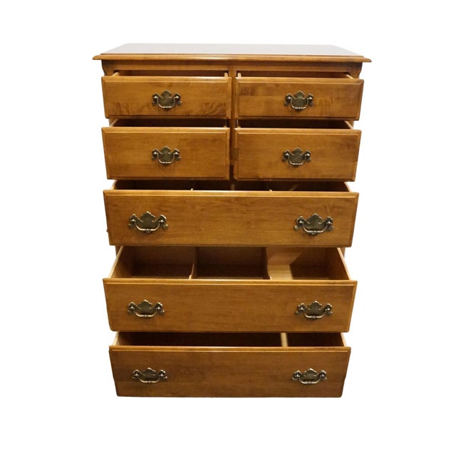 Ethan Allen Ethan Allen Heirloom Nutmeg Maple Colonial Early American 38" Chest on Chest 10-5305 For Sale - Image 4 of 12