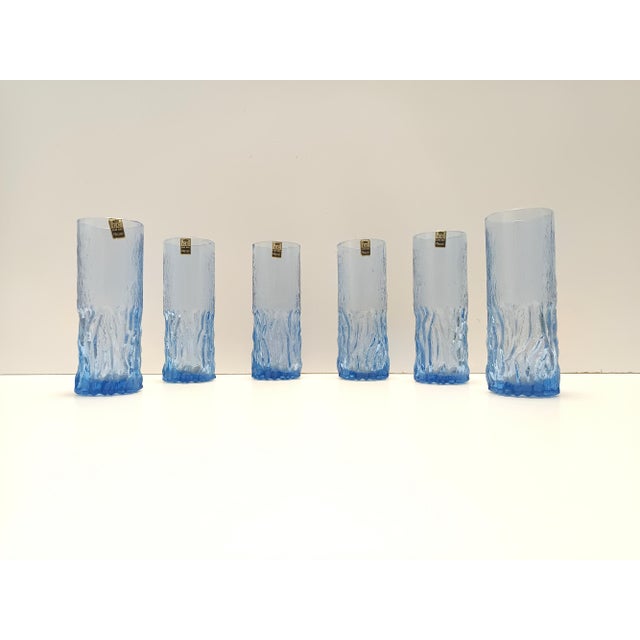 1970s Postmodern Handmade Blue Crystal Drinking Glasses, 1970s, Set of 6 For Sale - Image 5 of 11
