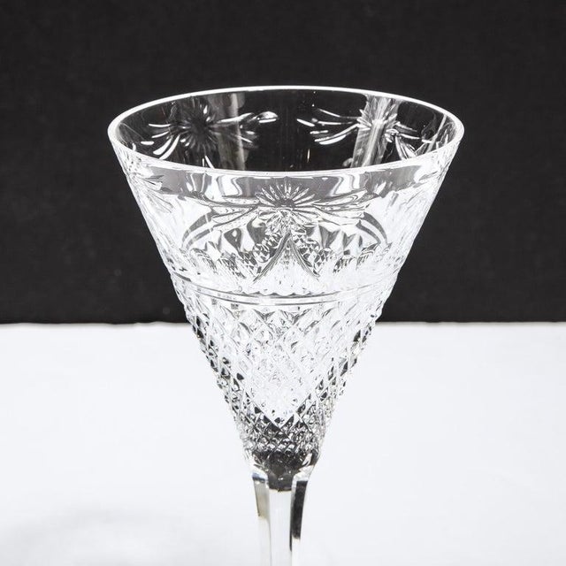 Transparent Set of 60 Modernist Etched Crystal Glasses by Stuart With Neoclassical Detailing For Sale - Image 8 of 12