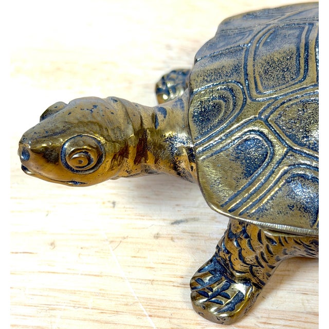 Mid-Century Modern Italian Mid-Century Gilt & Patinated Bronze Turtle Hinged Box, circa 1960s For Sale - Image 3 of 18