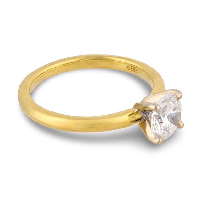 Mid 20th Century Vintage Gia 0.83 Carat Diamond 18k Yellow Gold Engagement Ring, Size 4.75 For Sale - Image 5 of 6