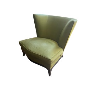 Donghia Sculptural Lounge Chair – Curved Modern Silhouette in Emerald Upholstery For Sale