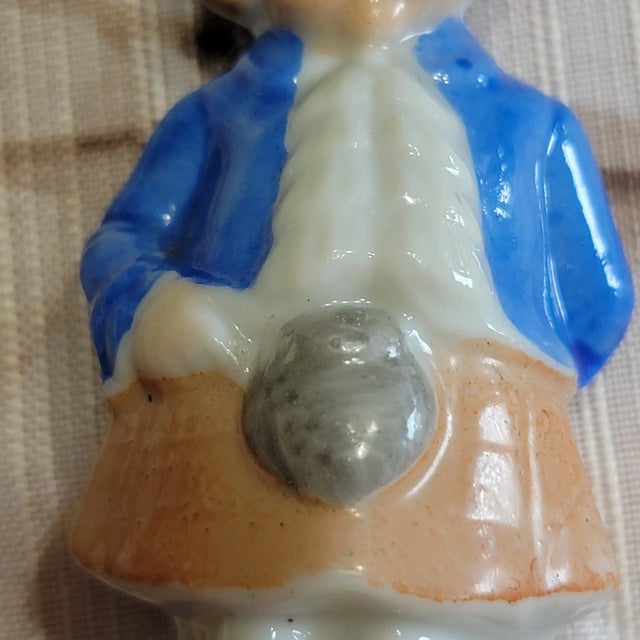 Blue Early 20th Century Porcelain Scottish Girl Figurine Japan For Sale - Image 8 of 9