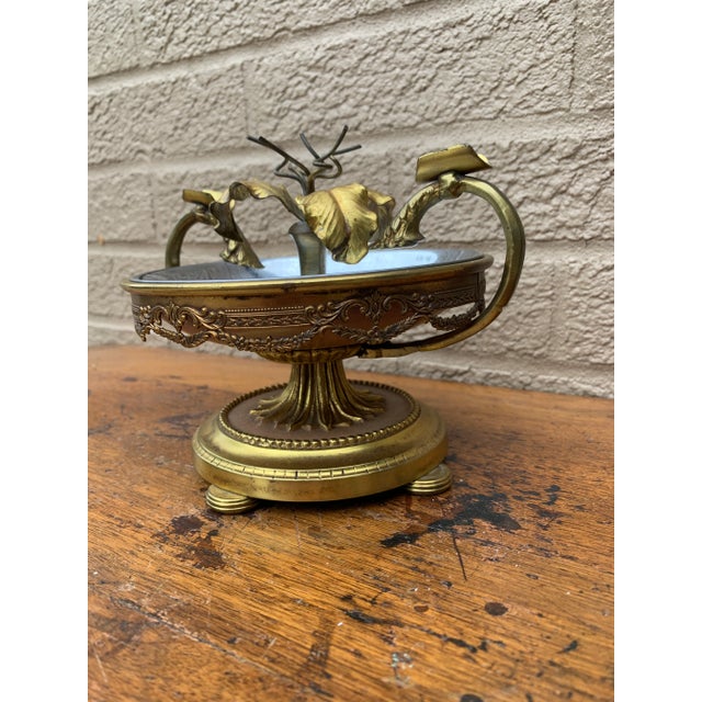 1940s Hollywood Regency Brass and Chrome Floral Ashtray For Sale - Image 4 of 12