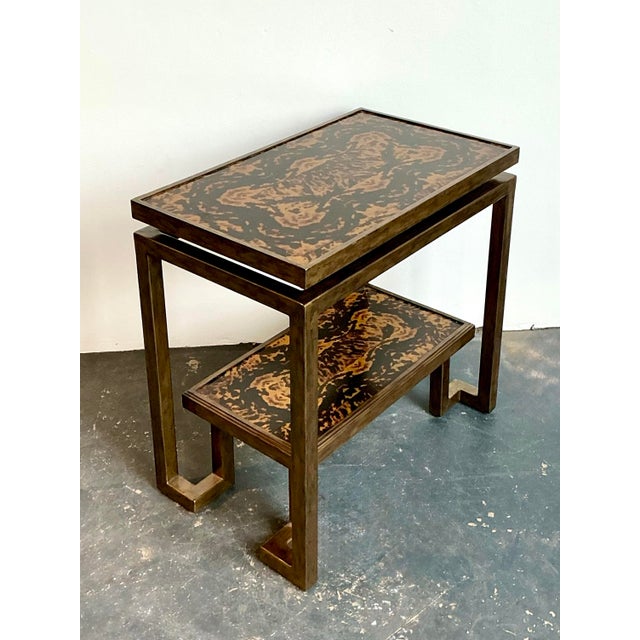 Vintage Burnished Brass Bi-Level Console Table For Sale - Image 12 of 12