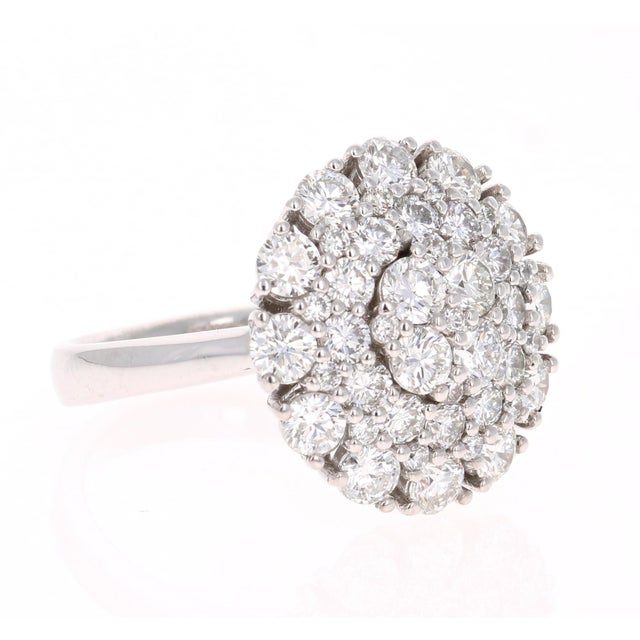 2.67 Carat Diamond Cocktail 14 Karat White Gold Ring, Size 6.5 For Sale - Image 4 of 7