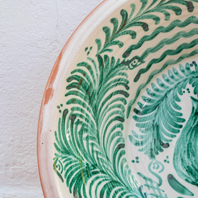Large Spanish Hand-Painted Revival Lebrillo Ceramic Bowl with Bird from Granada Pottery, 2010s For Sale - Image 9 of 13