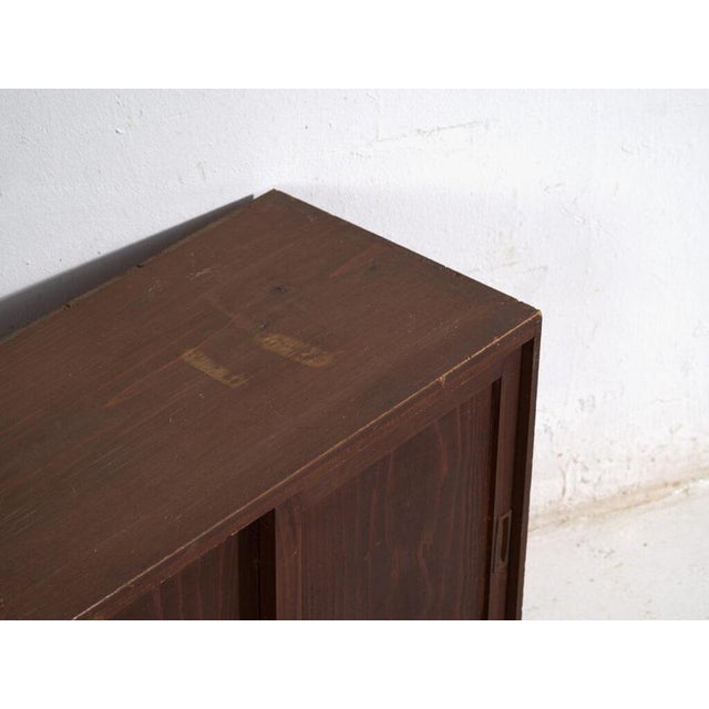 Small antique Japanese cabinet with sliding doors crafted in Japanese cedar, dating to the early Showa period (circa...