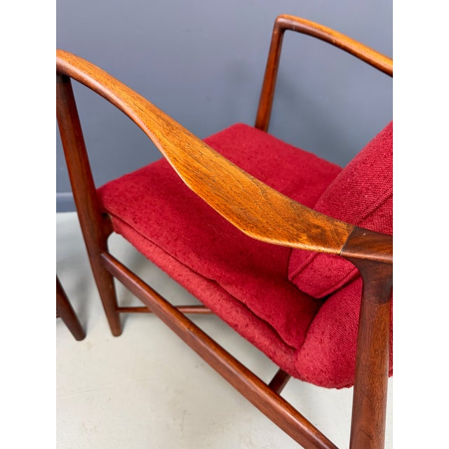 Pair of Finn Juhl Nv #45 Chairs in Walnut by Baker Circa 1955 Mid Century For Sale - Image 9 of 13