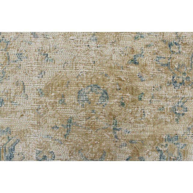 Tabriz Rug 8’10” X 12’2” Beige Wool Vintage Distressed Hand-Knotted Carpet For Sale - Image 10 of 15