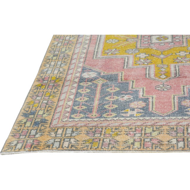 Turkish Vintage Turkish Anatolian Hand Knotted Wool Rug,4'X8'8" For Sale - Image 3 of 6