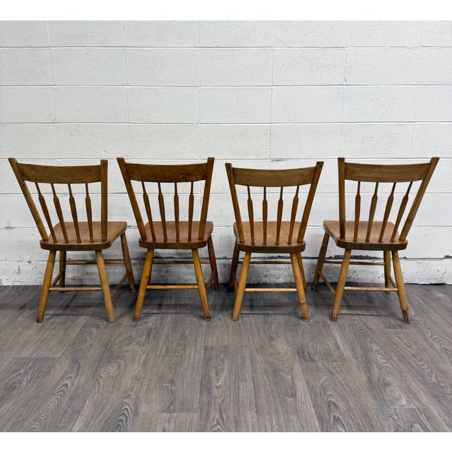 Antique Windsor Farmhouse Arrowback Plank Seat Dining Chairs For Sale - Image 10 of 11