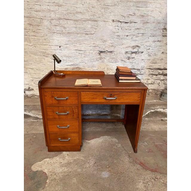 Brown Vintage Desk in Wood & Metal For Sale - Image 8 of 9