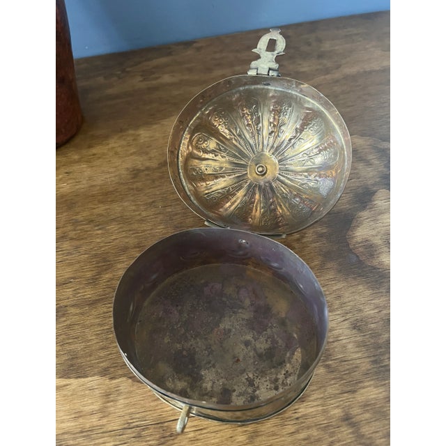 Vintage Small Brass Hinged Trinket Box For Sale - Image 11 of 12