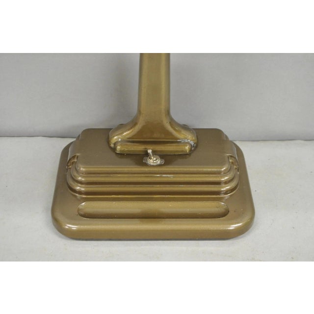 Mid 20th Century Vintage Mid Century Modern Art Deco Metal Bronze Finish Bankers Table Desk Lamp For Sale - Image 5 of 12
