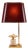 French Table Lamp with Glass Fruit and Red Tole Shade, 1970s For Sale