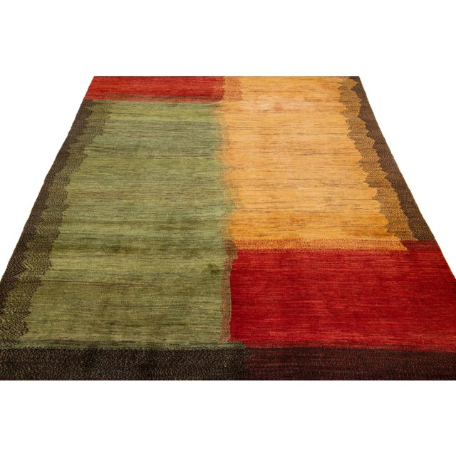 Abstract Modern Handmade Lori Persian Wool Rug With Multicolor Design For Sale - Image 3 of 10