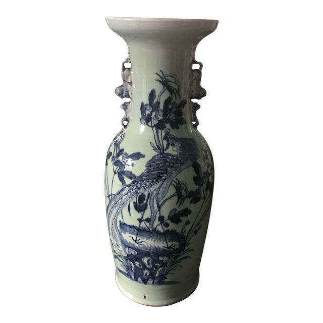 Large Chinese Blue On Celadon Floor Vase Chairish