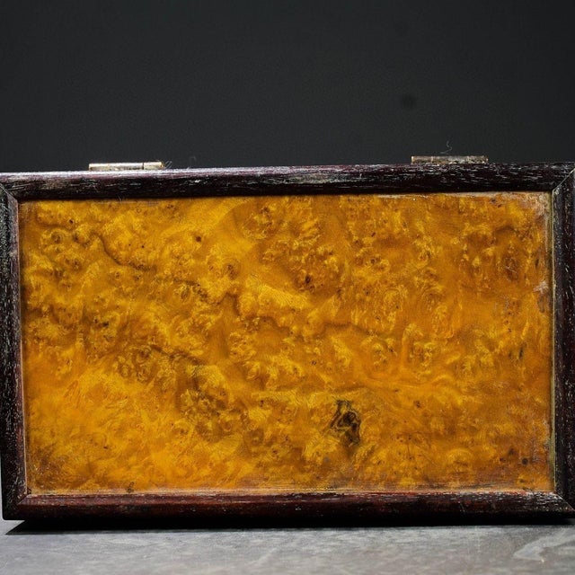 Vintage Chinese Rosewood & Golden Camphor Burl Wood Jewelry Box For Sale In Los Angeles - Image 6 of 8