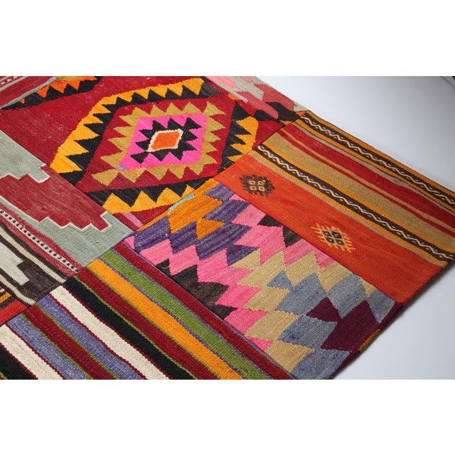 Mid 20th Century Designer Patchwork Rug Crafted From Authentic Anatolian Kilims -5' 7'' X 9' 10'' For Sale In Tampa - Image 6 of 11