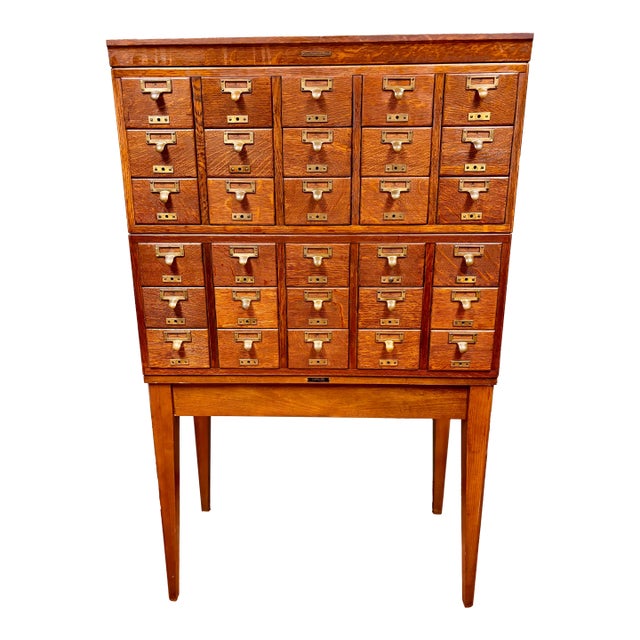 Mid 20th Century Vintage Mid-Century Library Bureau Sole Makers 30 Drawer Card Catalog For Sale