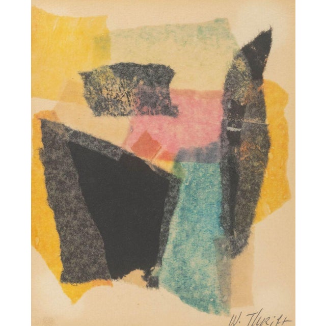 Postmodern Walter Thrift Abstract Mixed Media Collages, Pair For Sale - Image 3 of 13