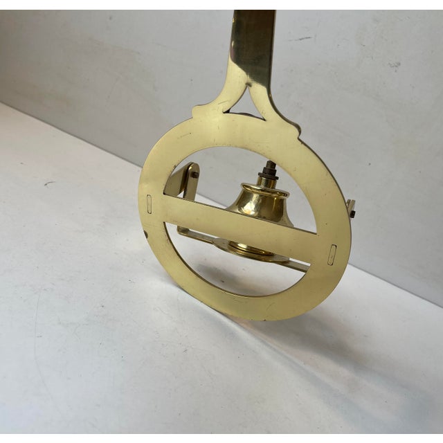 1980s Vintage Nautical Wall-Hung Oil Lamp in Brass by G. V. Harnish, Denmark, 1980s For Sale - Image 5 of 8