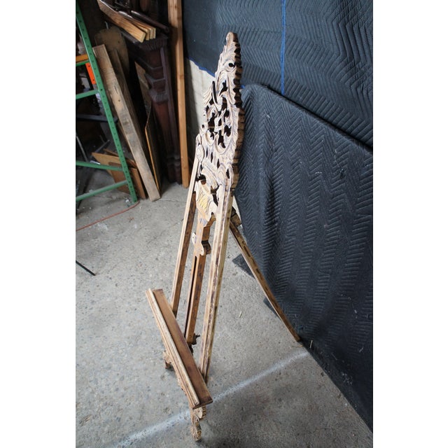 Late 20th Century Baroque Rococo Revival Mahogany Artist Easel Adjustable Art Painting Display 64" For Sale - Image 10 of 11