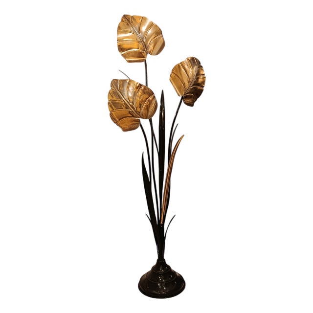 Art Deco Floor Lamp with Golden Leaves For Sale