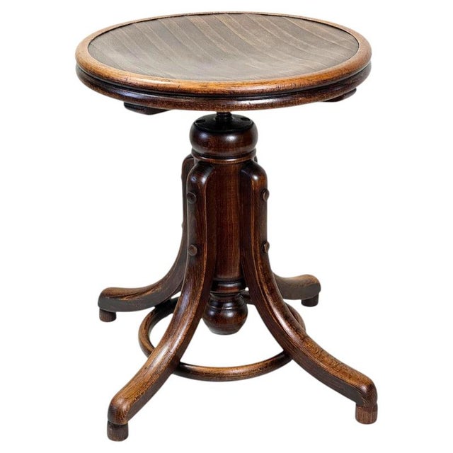Art Deco Adjustable Piano Stool from Fischel, Former Czechoslovakia, 1920s For Sale - Image 10 of 10