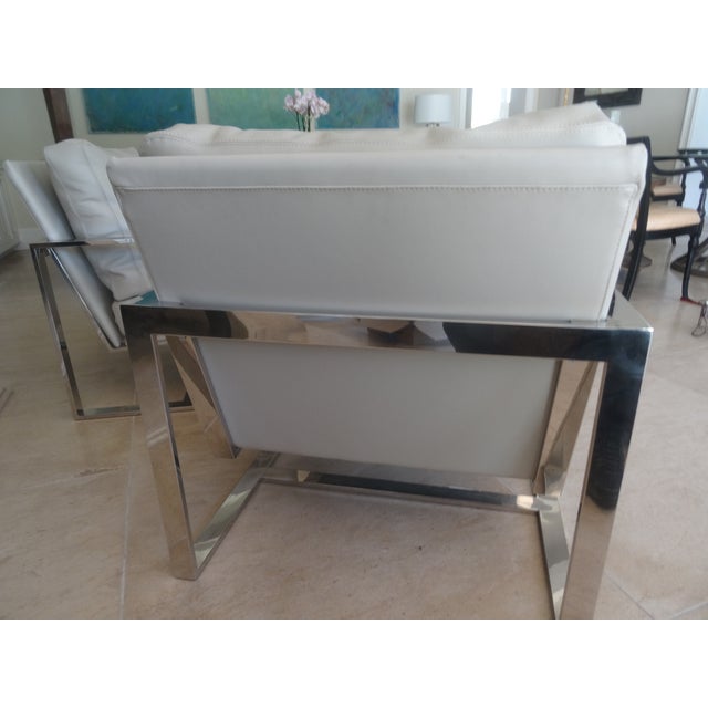 Chrome Modern Leather & Chrome Chairs From Italy a Pair For Sale - Image 8 of 9
